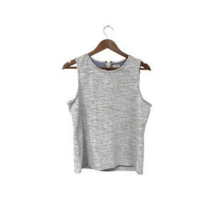 J.Crew Women's Tweed Sleeveless Top In Blue & White Size Large